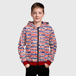 Толстовка на молнии детская СССР хроника паттерн, цвет: 3D-красный — фото 2