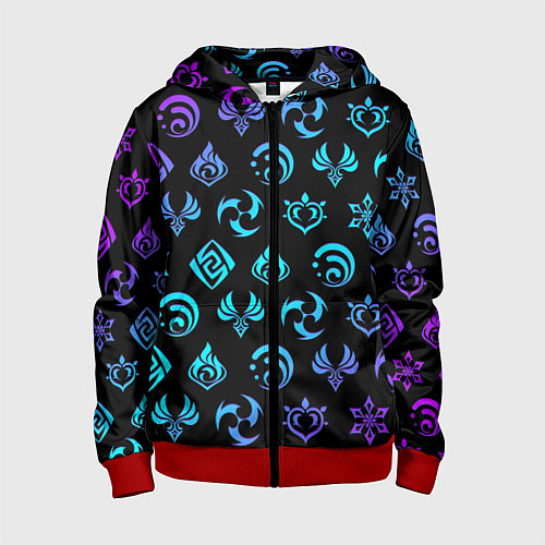 Детская толстовка на молнии NEON SYMBOL HERO GENSHIN IMPACT / 3D-Красный – фото 1