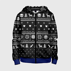 Толстовка на молнии детская НОВОГОДНИЙ СВИТЕР UNDERTALE SANS ЧЁРНЫЙ, цвет: 3D-синий