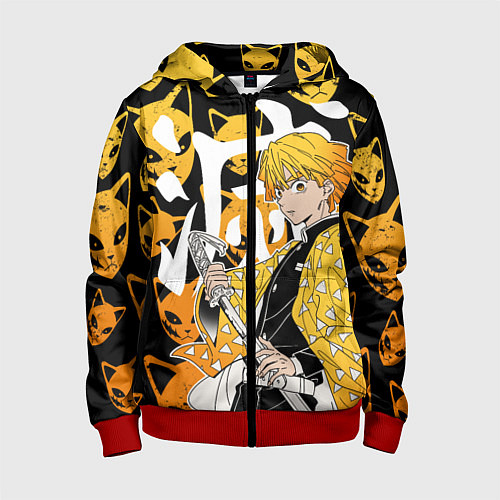 Детская толстовка на молнии ЗЕНИЦУ ZENITSU СТИЛЬ ГРОМА / 3D-Красный – фото 1