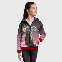 Толстовка на молнии детская НЕЗУКО NEZUKO SLAYER, цвет: 3D-красный — фото 2