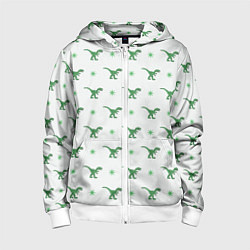 Толстовка на молнии детская Динозавры паттерн, цвет: 3D-белый