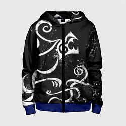 Толстовка на молнии детская ТАТУИРОВКА ДРАКЕНА WHITE AND BLACK, цвет: 3D-синий