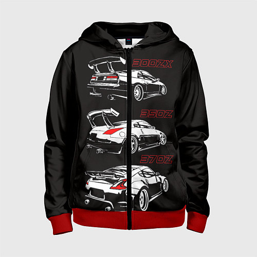 Детская толстовка на молнии NISSAN 300 ZX 350Z 370Z JDM STYLE / 3D-Красный – фото 1