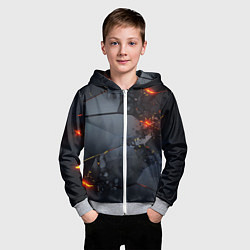 Толстовка на молнии детская НЕОНОВЫЙ ВЗРЫВ ПЛИТЫ, ОБЛОМКИ NEON EXPLOSION, цвет: 3D-меланж — фото 2