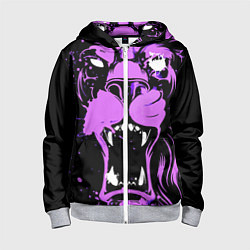 Толстовка на молнии детская Neon pink lion, цвет: 3D-меланж