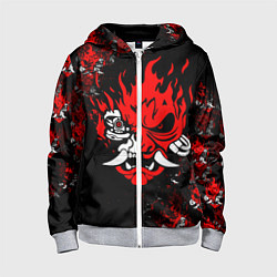 Толстовка на молнии детская SAMURAI CYBERPUNK 2077 LOGO, цвет: 3D-меланж