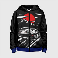 Толстовка на молнии детская TOYOTA SUPRA Под Луной, цвет: 3D-синий