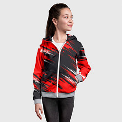 Толстовка на молнии детская БЕЛО-КРАСНАЯ КРАСКА, цвет: 3D-меланж — фото 2