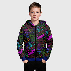 Толстовка на молнии детская League Of Legends - Arcane неоновые логотипы, цвет: 3D-синий — фото 2