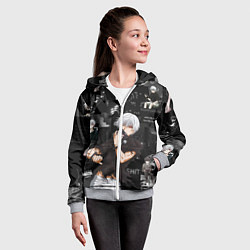 Толстовка на молнии детская Грустный Канеки Токийский Гуль Tokyo Ghoul, цвет: 3D-меланж — фото 2