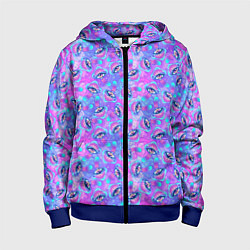 Толстовка на молнии детская Магические Грибы, цвет: 3D-синий