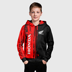 Толстовка на молнии детская Honda марка авто, цвет: 3D-черный — фото 2