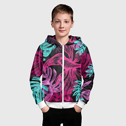 Толстовка на молнии детская Папоротниковый неон, цвет: 3D-белый — фото 2
