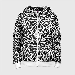 Толстовка на молнии детская Черно белый абстрактный узор, цвет: 3D-белый