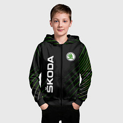 Толстовка на молнии детская Skoda Шкода Полосы, цвет: 3D-черный — фото 2