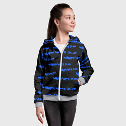 Толстовка на молнии детская Полосатый синий с черным как водяной тигр, цвет: 3D-меланж — фото 2