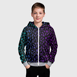Толстовка на молнии детская Рунический алфавит Neon pattern, цвет: 3D-меланж — фото 2