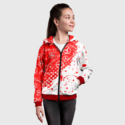 Толстовка на молнии детская Mercedes Паттерн Брызги красок, цвет: 3D-красный — фото 2