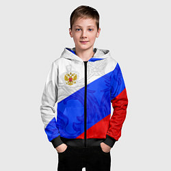 Толстовка на молнии детская Российский герб: триколор, цвет: 3D-черный — фото 2