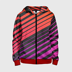 Толстовка на молнии детская Линии градиентGradient Polygon Lines, цвет: 3D-красный