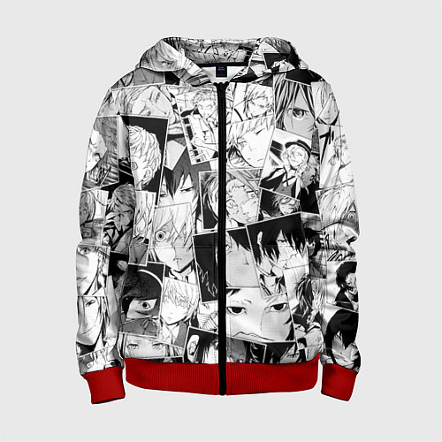 Детская толстовка на молнии Bungo Stray Dogs pattern / 3D-Красный – фото 1