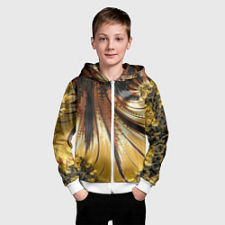 Толстовка на молнии детская Черный с золотым фрактал Абстракция, цвет: 3D-белый — фото 2
