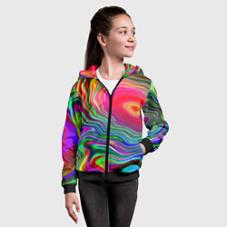 Толстовка на молнии детская Expressive pattern Neon, цвет: 3D-черный — фото 2