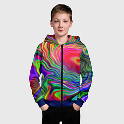 Толстовка на молнии детская Expressive pattern Neon, цвет: 3D-синий — фото 2