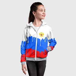 Толстовка на молнии детская Флаг герб russia, цвет: 3D-меланж — фото 2