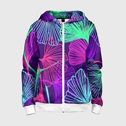 Толстовка на молнии детская Neon color pattern Fashion 2023, цвет: 3D-белый