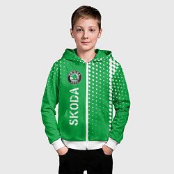 Толстовка на молнии детская ШКОДА Skoda Абстракция, цвет: 3D-белый — фото 2