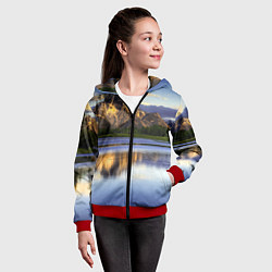 Толстовка на молнии детская Горы mountains, цвет: 3D-красный — фото 2