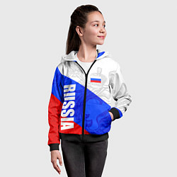 Толстовка на молнии детская RUSSIA - SPORTWEAR - ТРИКОЛОР, цвет: 3D-черный — фото 2