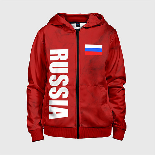 Детская толстовка на молнии RUSSIA - RED EDITION - SPORTWEAR / 3D-Красный – фото 1