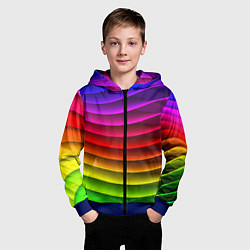 Толстовка на молнии детская Color line neon pattern Abstraction Summer 2023, цвет: 3D-синий — фото 2