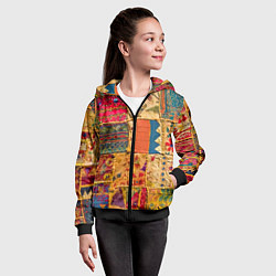 Толстовка на молнии детская Пэчворк Лоскутное одеяло Patchwork Quilt, цвет: 3D-черный — фото 2