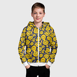 Толстовка на молнии детская Flowing emoticons, цвет: 3D-белый — фото 2