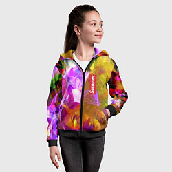 Толстовка на молнии детская Красочный цветочный узор Лето Colorful Floral Patt, цвет: 3D-черный — фото 2