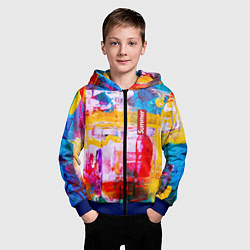 Толстовка на молнии детская Импрессионизм Лето Абстракция Impressionism Summer, цвет: 3D-синий — фото 2