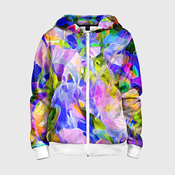 Толстовка на молнии детская Красочный цветочный узор Весна - Лето 2023 Colorfu, цвет: 3D-белый