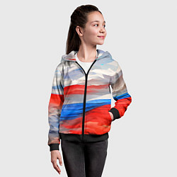 Толстовка на молнии детская Флаг России в красках, цвет: 3D-черный — фото 2