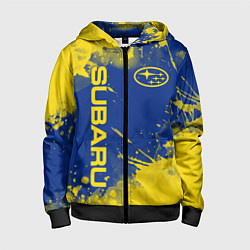 Толстовка на молнии детская SUBARU - СУБАРУ БРЫЗКИ КЛАССИЧЕСКИЕ, цвет: 3D-черный