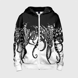 Толстовка на молнии детская В щупальцах осьминога, цвет: 3D-белый