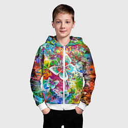 Толстовка на молнии детская Яркое безумие Бабочки, кляксы, граффити, цвет: 3D-белый — фото 2