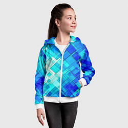 Толстовка на молнии детская СИНЕ ГОЛУБЫЕ КВАДРАТЫ, цвет: 3D-белый — фото 2
