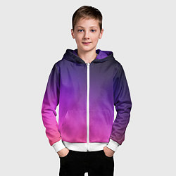 Толстовка на молнии детская Розовофиолетовый градиент, цвет: 3D-белый — фото 2