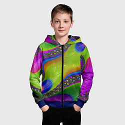 Толстовка на молнии детская Кислотный фрактал Абстракция, цвет: 3D-синий — фото 2