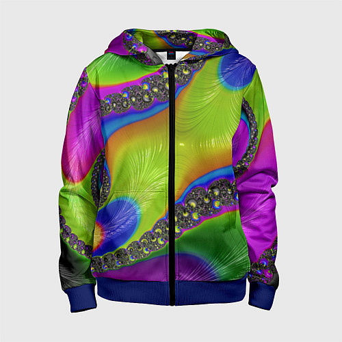 Детская толстовка на молнии Кислотный фрактал Абстракция / 3D-Синий – фото 1