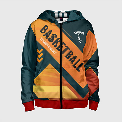 Детская толстовка на молнии Basketball Champion / 3D-Красный – фото 1